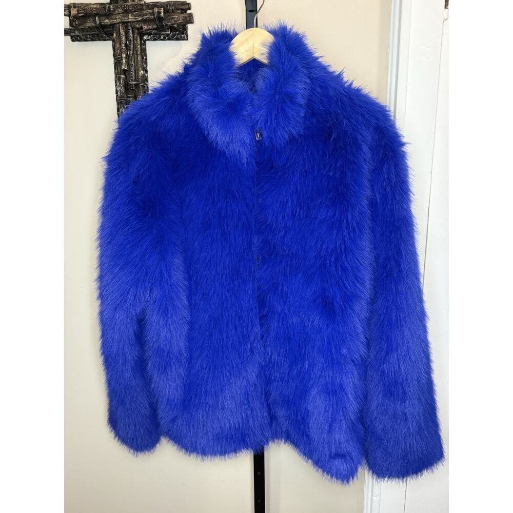 Aixirui Royal Blue Faux Fur Lined Coat Size M